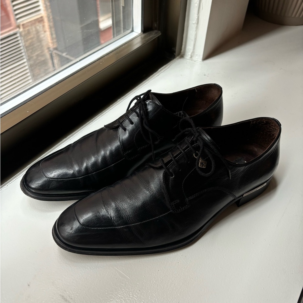 Men’s black leather lace-up dress shoes - Kemal Tanca